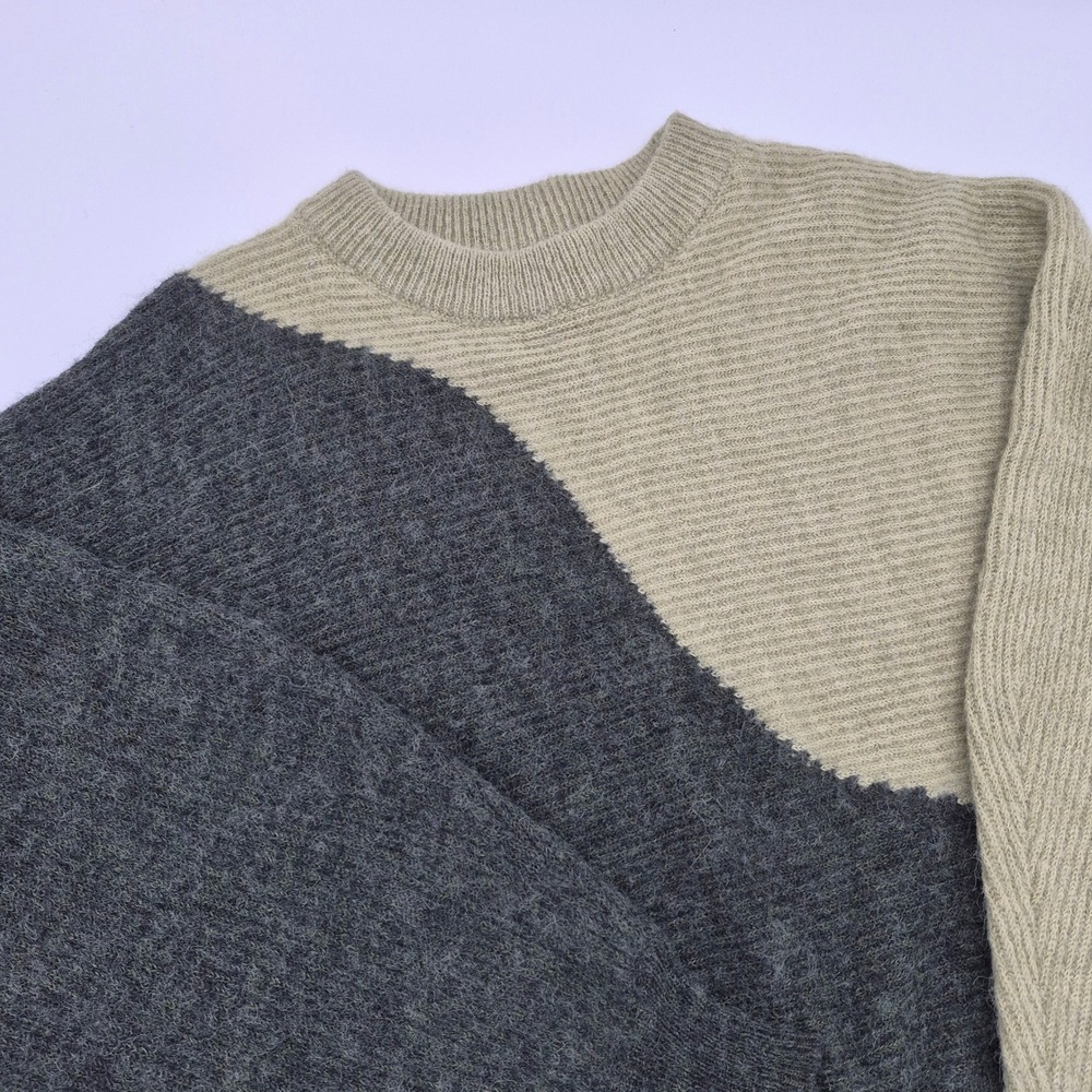 Lush Olive Moss Colorblock Ribbed Knit Wool Blend Sweater LT15179-CI Womens M